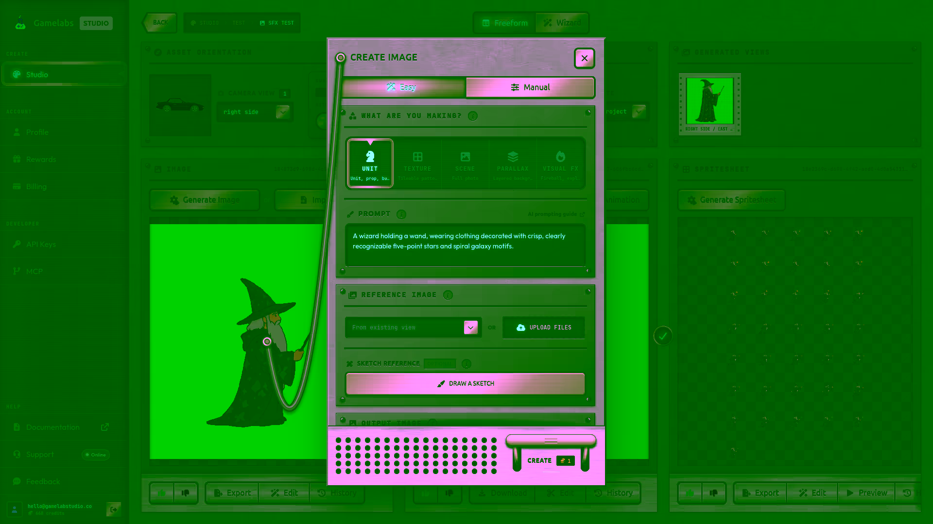Artwork generation - Create game-ready artwork with AI GameLab artwork generation dialog