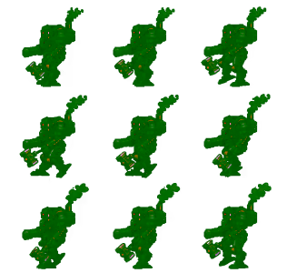 Mech character sprite sheet exported with configurable grid
