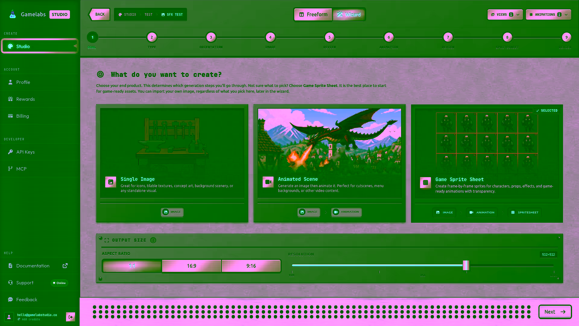 Creation wizard - Generate game assets with AI in seconds GameLab creation wizard