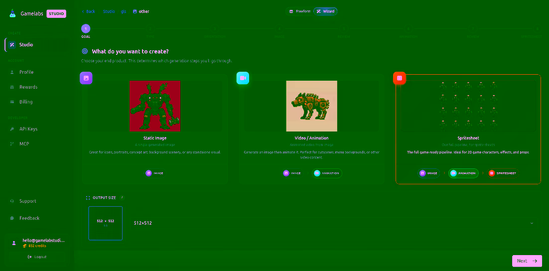 GameLab creation wizard